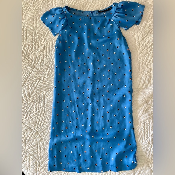 Zara Dresses & Skirts - Zara blue dress with polka dot pattern and flutter sleeves